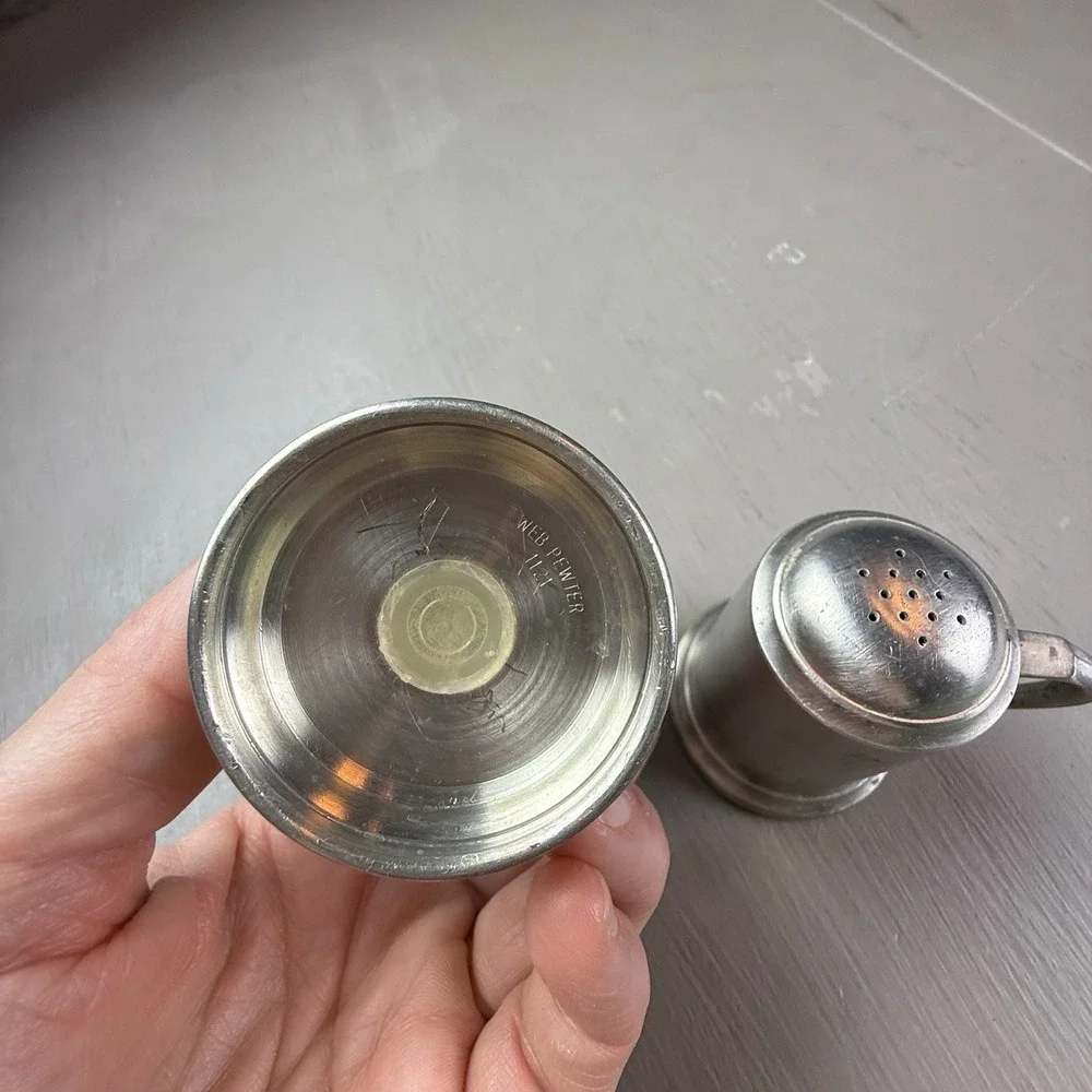 MCM Pewter Salt & Pepper Shakers Simple‎ Traditional Vintage
